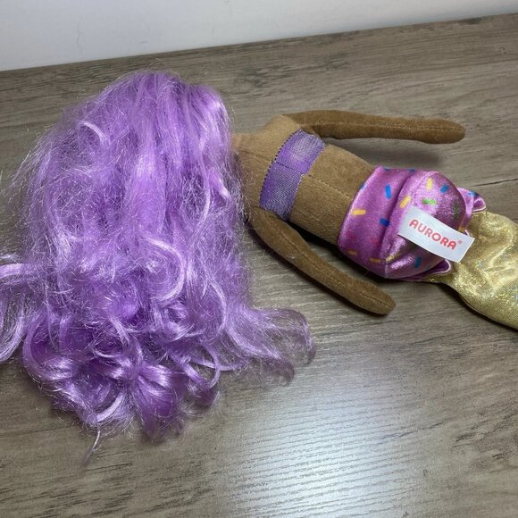Aurora Sea Sparkles Sprinkle Sparkles Blueberry Mermaid Plush 18” Purple Hair - Picture 4 of 5